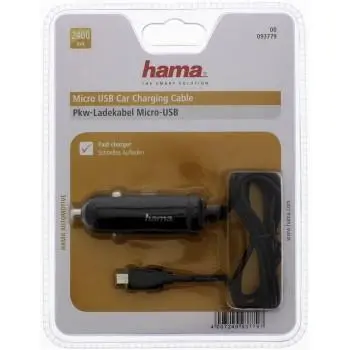 Зарядно за кола HAMA 93779, с кабел, 12V, micro USB, 5V/1A, Черен - image 1