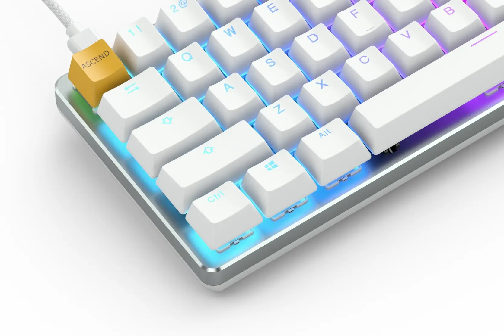 Геймърскa механична клавиатура Glorious White Ice GMMK RGB Compact, Gateron Brown US Layout - image 2