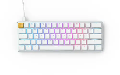 Геймърскa механична клавиатура Glorious White Ice GMMK RGB Compact, Gateron Brown US Layout