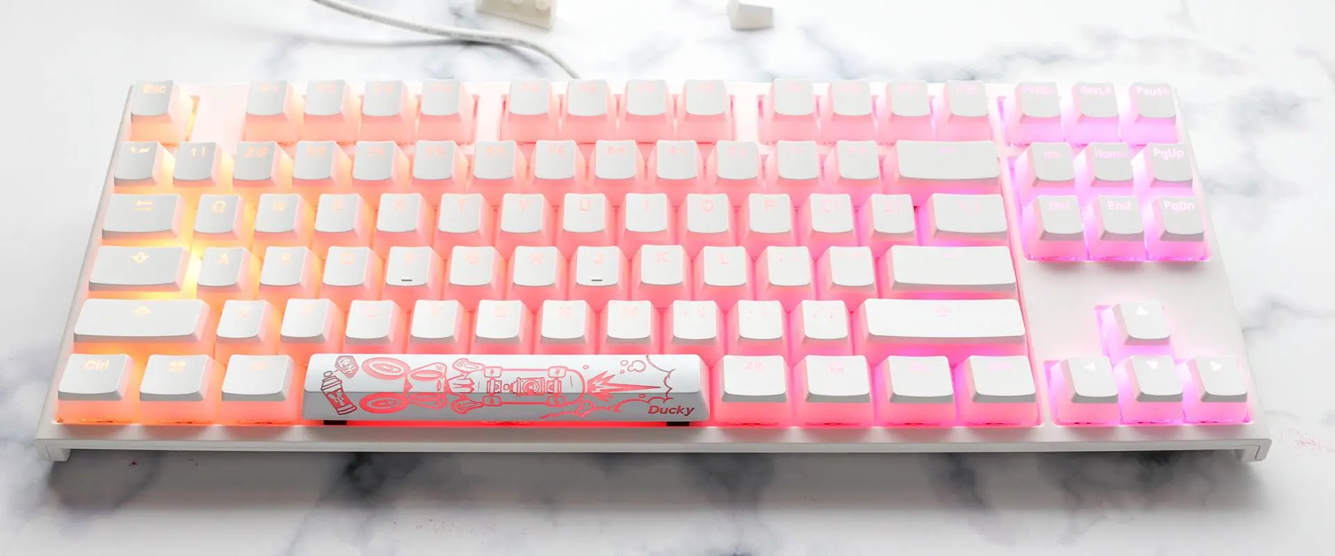 Капачки за механична клавиатура Ducky Pudding White 108-Keycap Set PBT Double-Shot US Layout - image 5