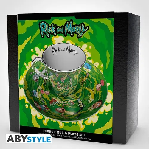 Комплект ABYSTYLE RICK AND MORTY Mirror mug & plate set Portal, Чаша, Подложка - image 1