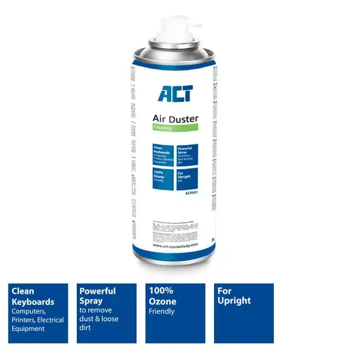 Spray cu aer comprimat ACT AC9501, Pentru tastaturi, LCD, TV, monitoare, 400 ml - 5