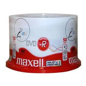 DVD-R MAXELL, 4,7 GB, 16x, Printable, 50 pk cake box