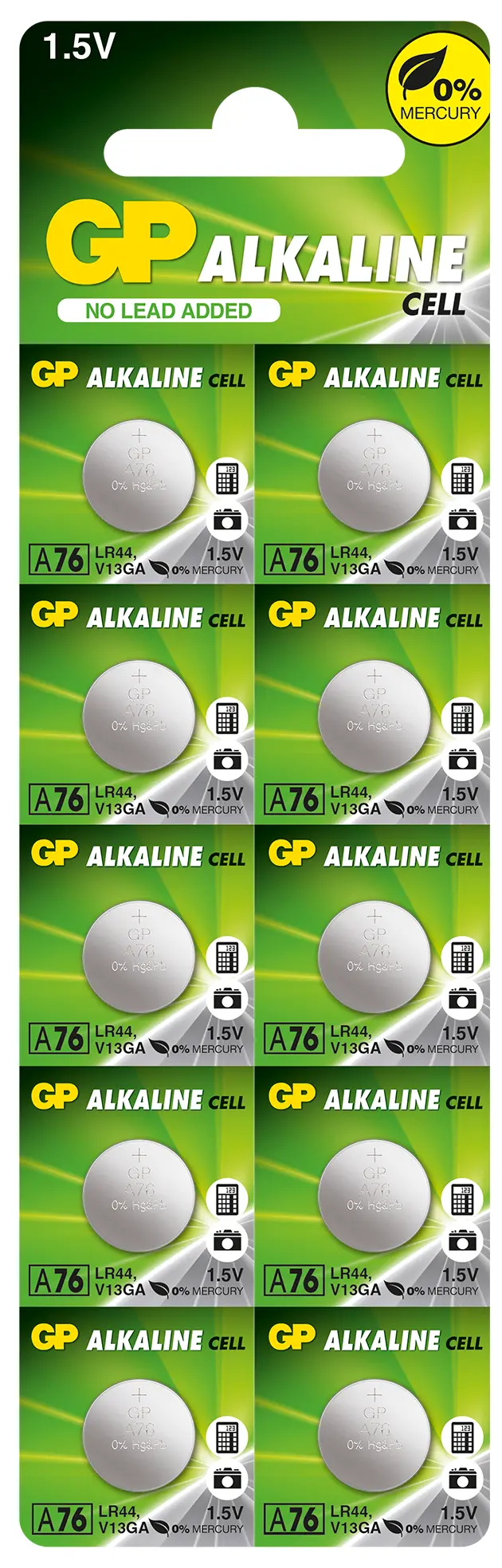 Baterie alcalină cu nasture GP BATTERIES, GPА76, LR44, 1.55V, Preț pentru 1 buc