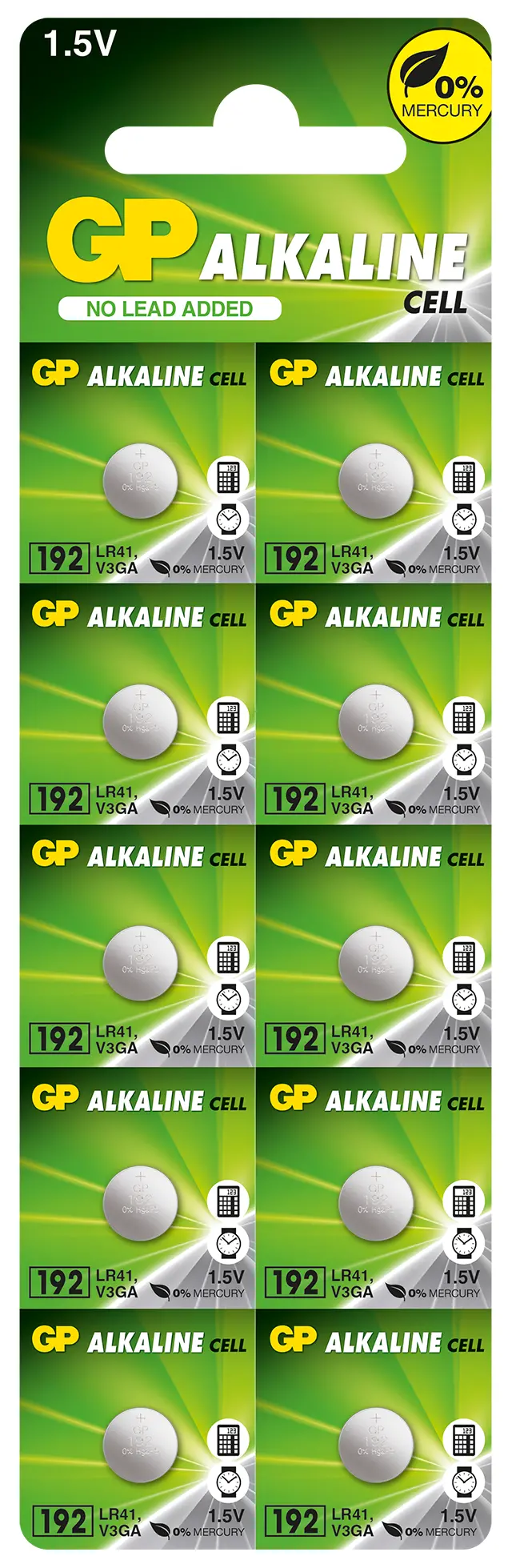 Αλκαλική μπαταρία κουμπί GP BATTERIES GP192, LR-41, 1.55V, AG3