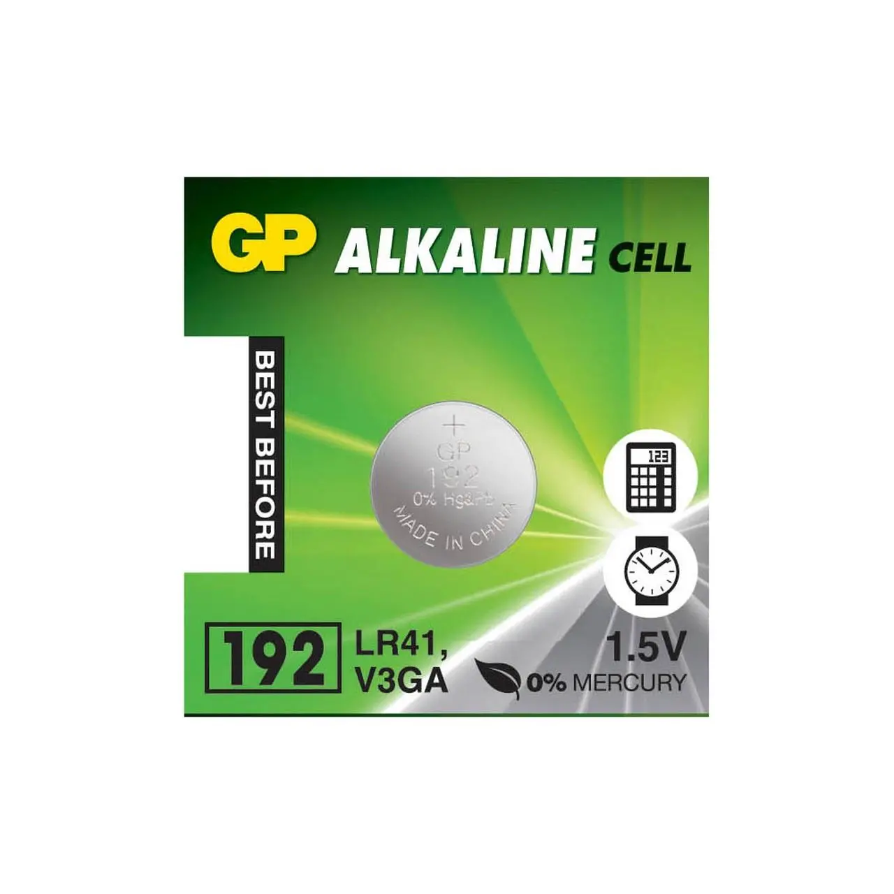 Бутонна алкална батерия GP BATTERIES GP192, LR-41, 1.55V, AG3 - image 1