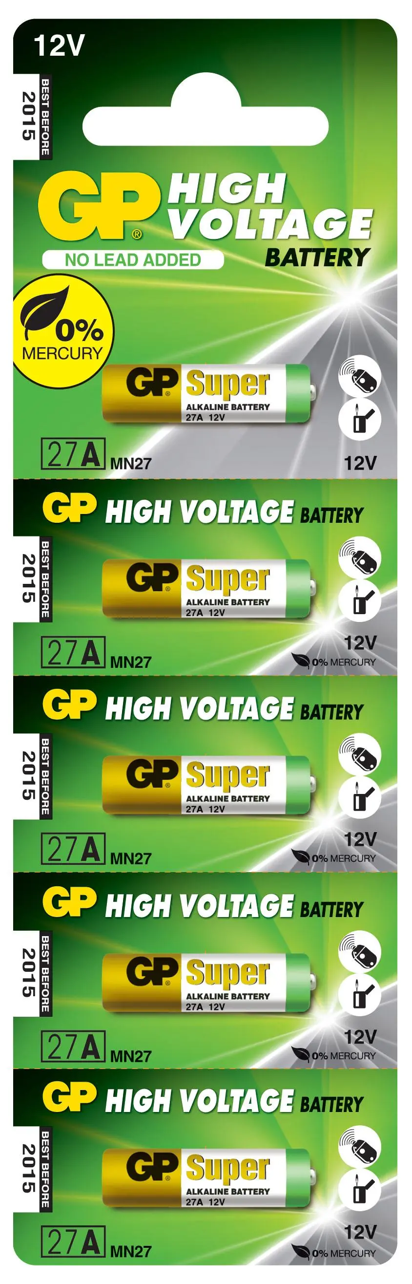Алкална батерия GP 12 V /5бр./pack цена за 1 бр. батерия/ за аларми А27 - image 1