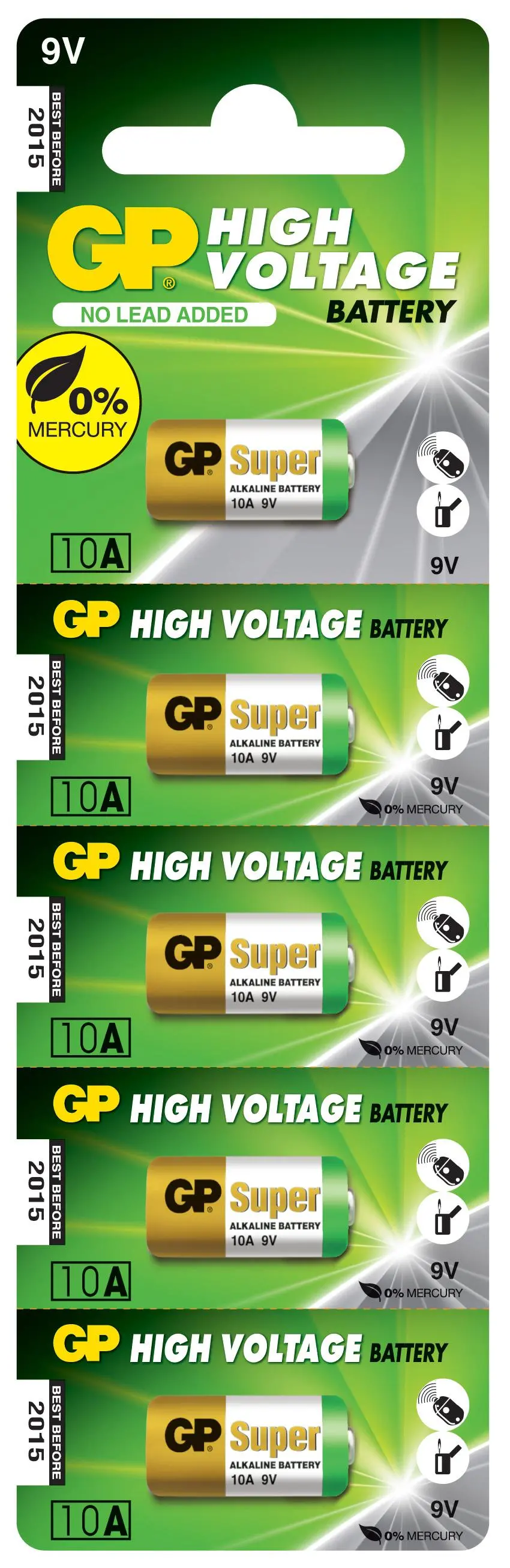 Алкална батерия GP А10 9V за дистанционни /5бр./pack цена за 1 бр./ - image 2