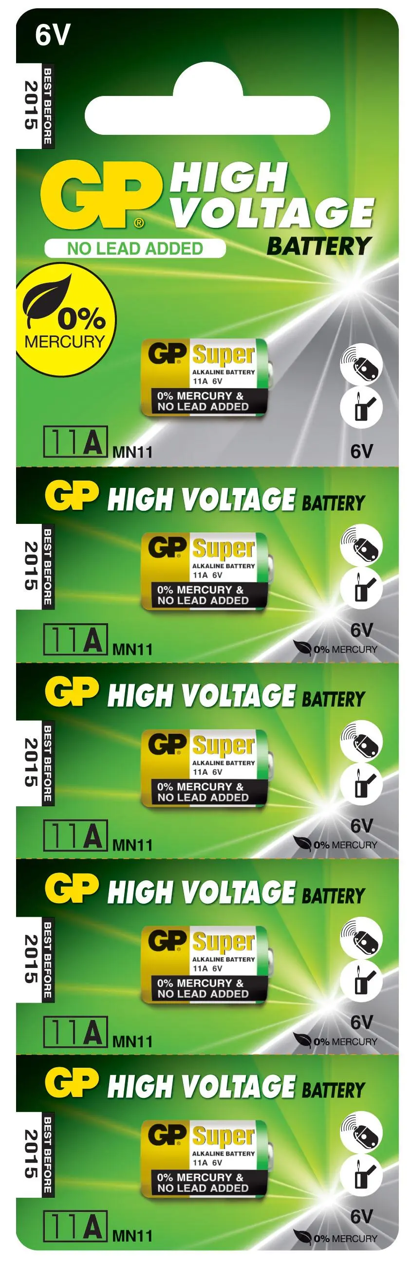 Алкална батерия GP А11 6V за дистанционни /5бр./pack цена за 1 бр./ - image 2