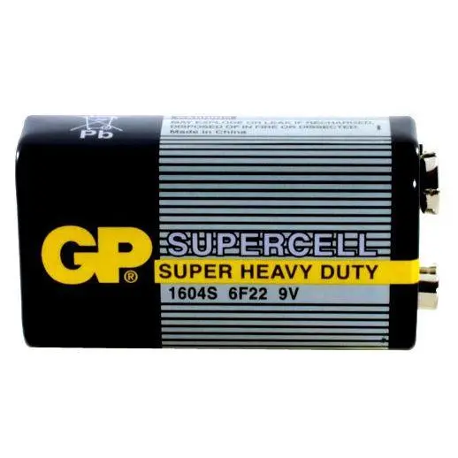Μπαταρία ψευδαργύρου-άνθρακα GP 6F22 /9V/ Supercell 1604E 1 τεμ. shrink