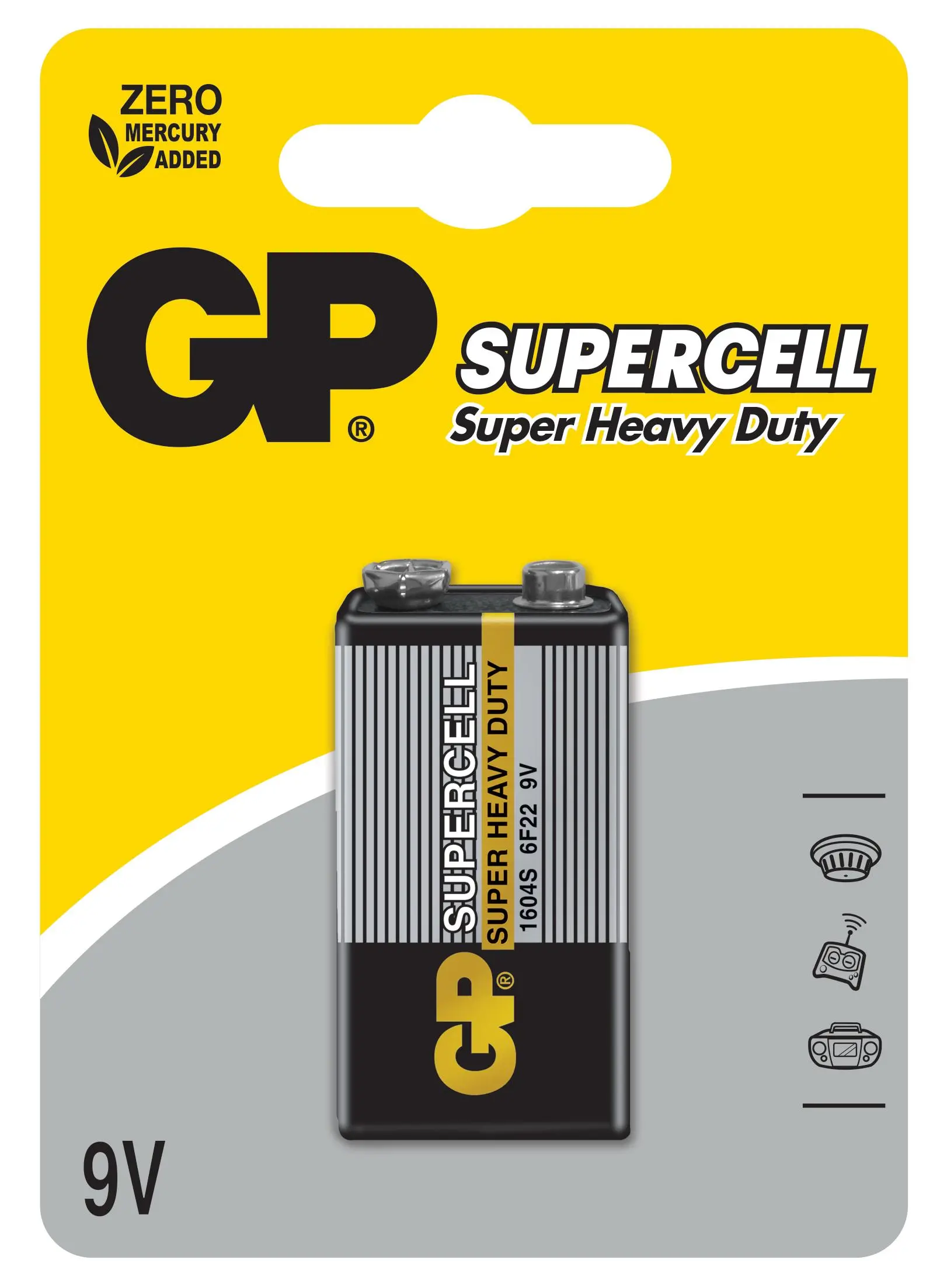 Цинк карбонова батерия GP 6F22 /9V/ Supercell 1604E 1 бр. shrink - image 1
