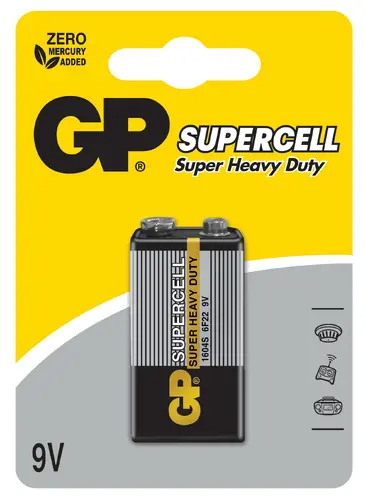 Цинк карбонова батерия GP 6F22 /9V/ Supercell 1604E 1 бр. shrink - image 1