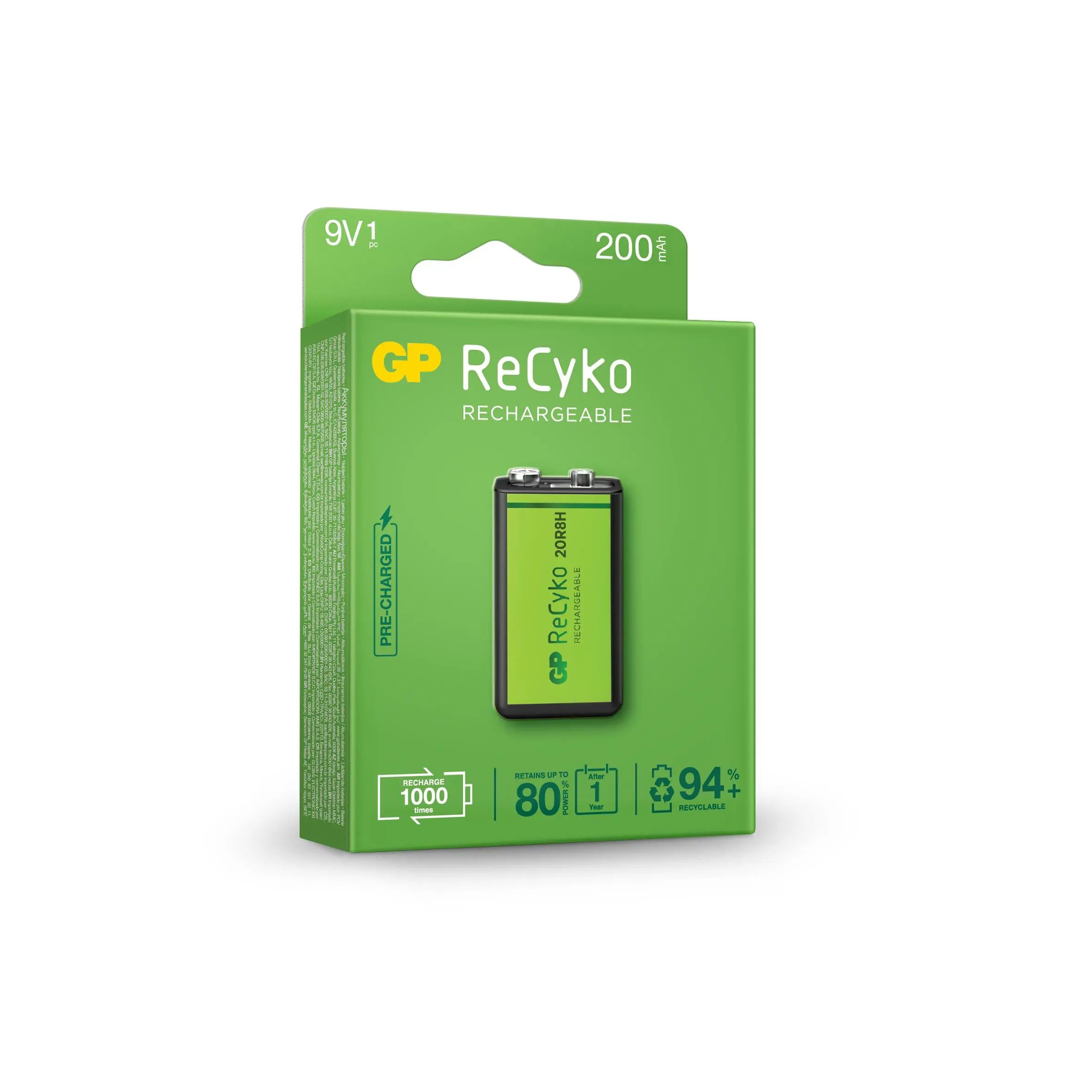 Акумулаторна Батерия GP R22 8.4V 200mAh RECYKO 20R8HN-GB1 NiMH 1бр. в опаковка GP - image 1