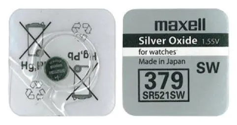 Бутонна батерия сребърна MAXELL SR-521 SW /AG0/379/ 1.55V - image 1