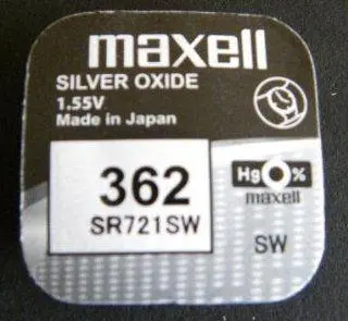Бутонна батерия сребърна MAXELL SR-721 SW  AG11/362/ 1.55V - image 1