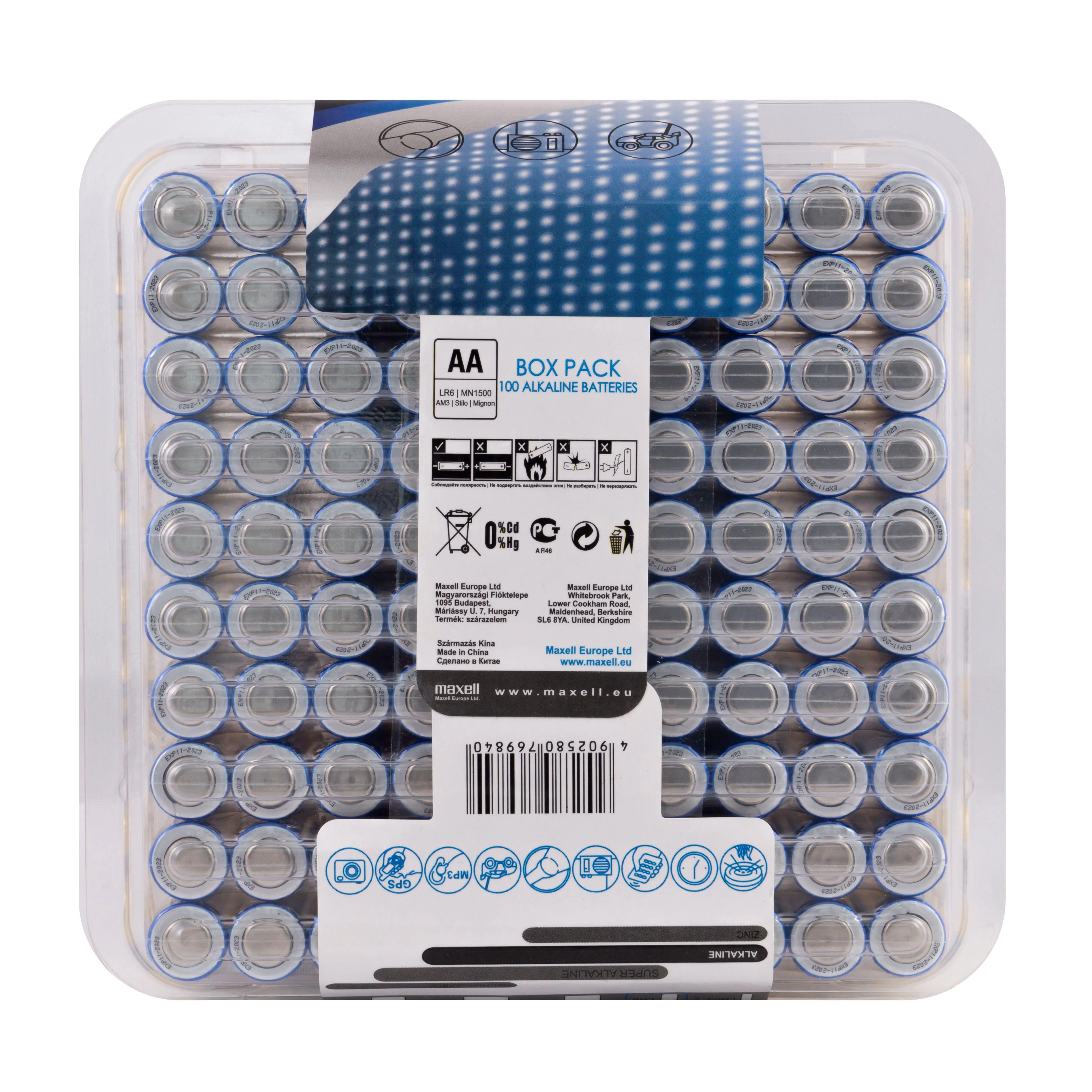 Baterii alcaline MAXELL LR6 AA 10x10 buc / 100 buc. în cutie PVC - image 2