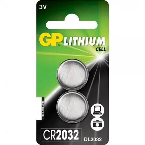 Бутонна батерия литиева GP CR2032 3V  2 бр. в блистер / цена за 1 бр. батерия/ GP