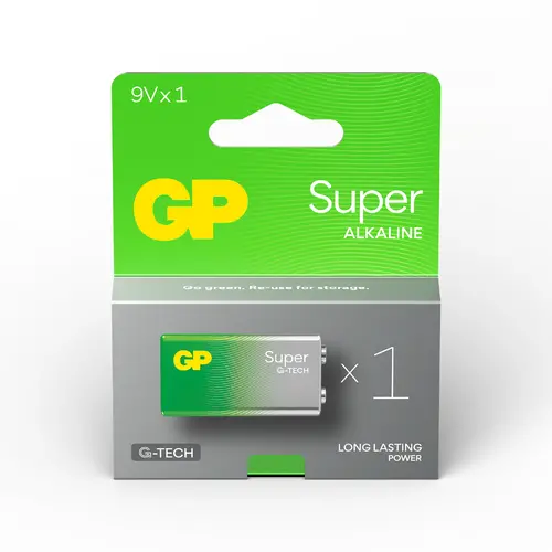 Алкална батерия GP SUPER 6LF22, 6LR61, 9V, 1 бр. блистер, 1604A
