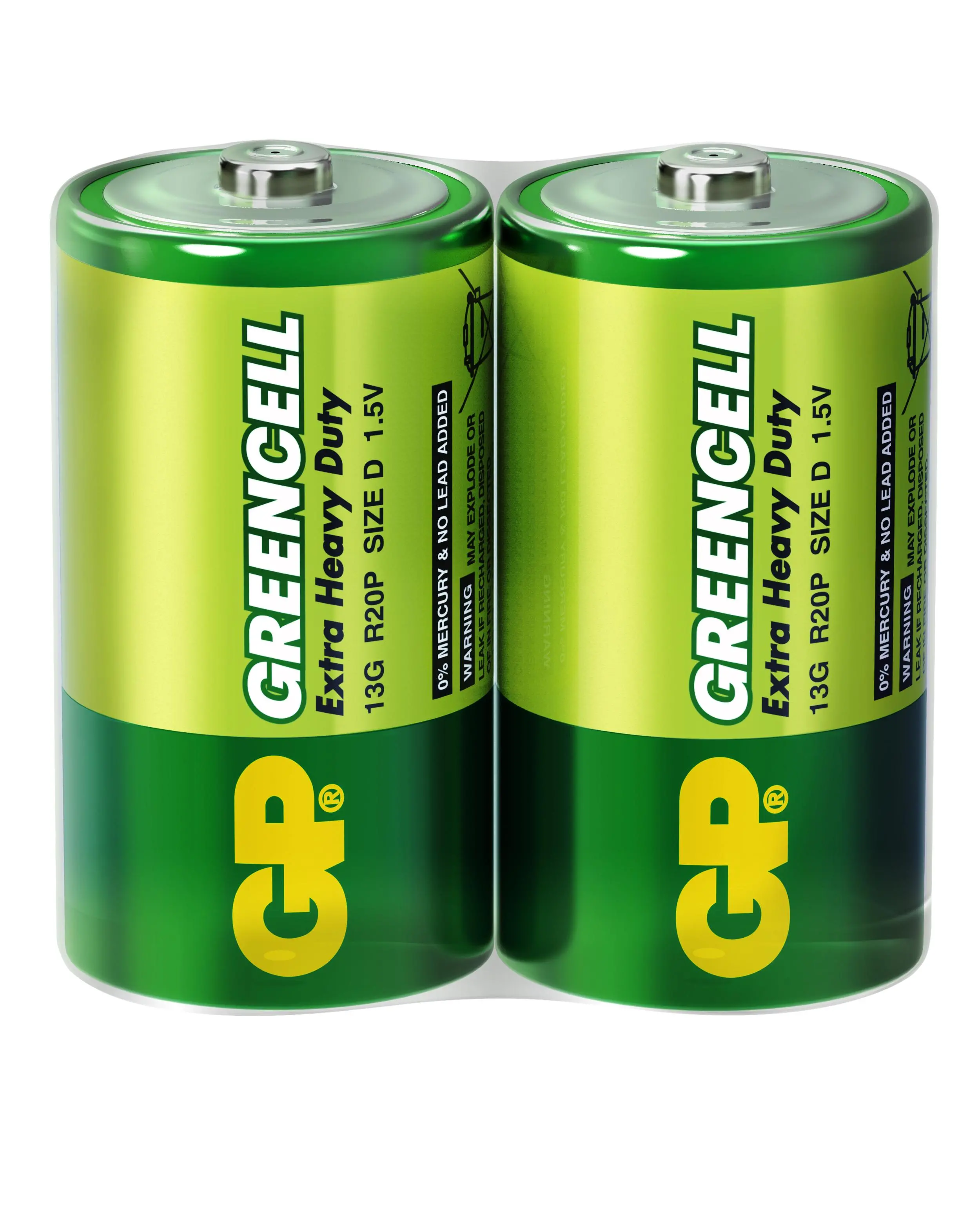 Μπαταρία ψευδαργύρου-άνθρακα GP Greencell 13G-S2, R20, 2 τεμ. στη συσκευασία / shrink, 1.5V