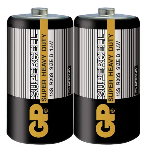Baterie zinc-carbon SUPERCELL 13S-S2, R20, 2 buc. în ambalaj/ shrink, 1.5V - 1
