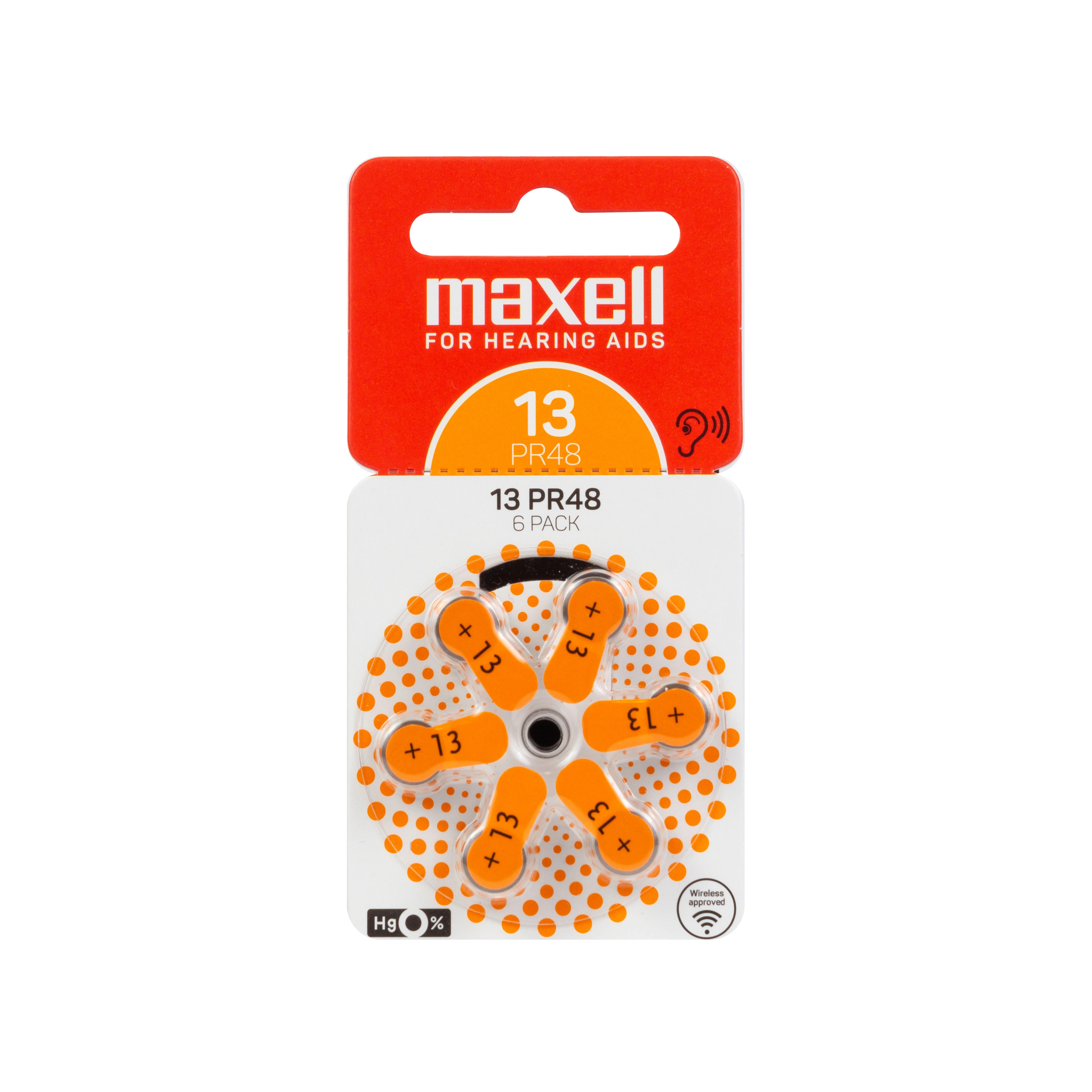 Μπαταρία ψευδαργύρου-αέρα MAXELL ZA13 6 τεμ. κουμπιά για ακουστικά βαρηκοΐας σε blister