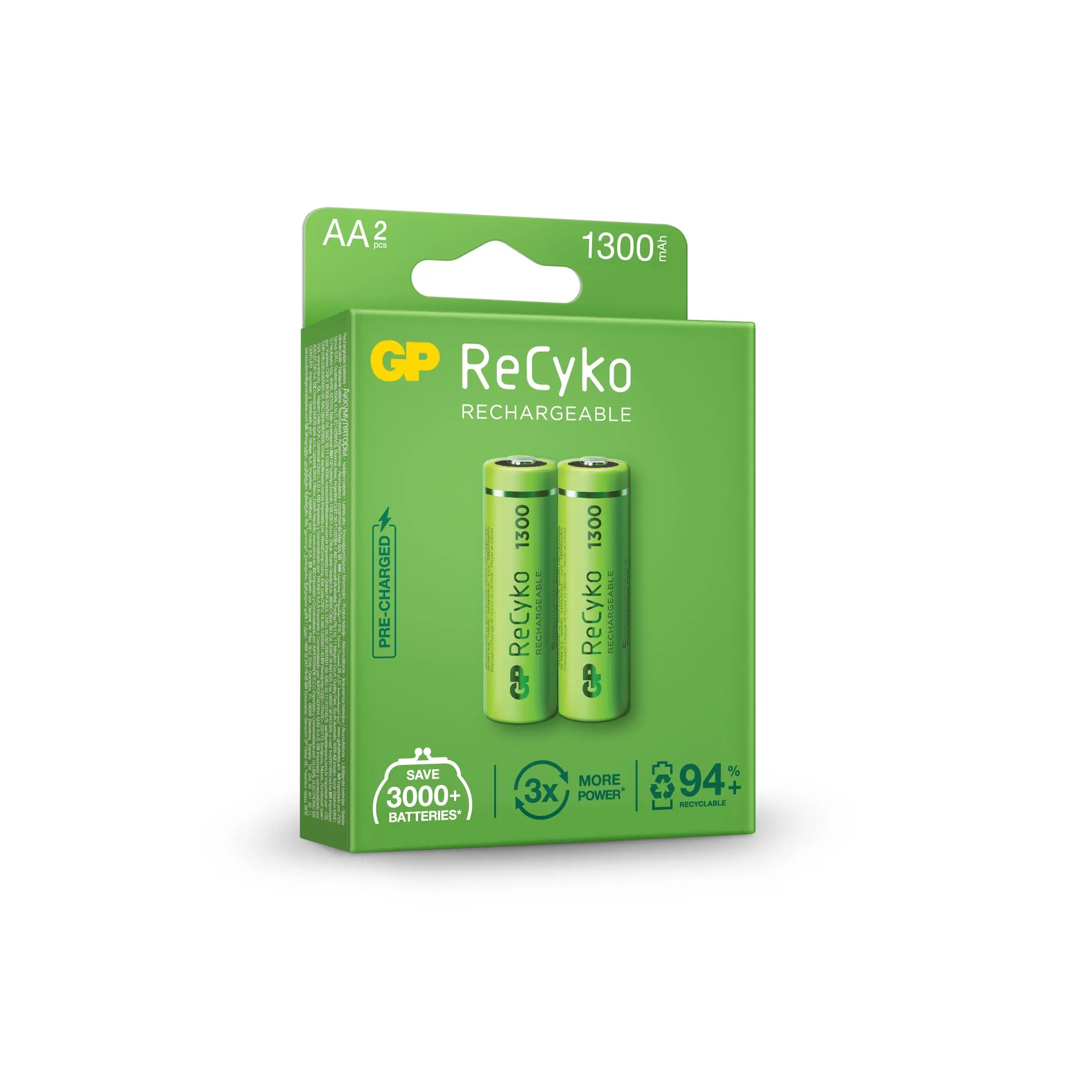 Акумулаторна Батерия R6 AA 130AAHC-EB2 1300mAh NiMH 2 бр. в опаковка GP - image 2