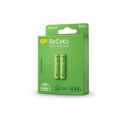 Акумулаторна Батерия GP R03 AAA 850mAh NiMH 85AAAHCE-EB2 RECYKO, 2 бр. в опаковка - image 1