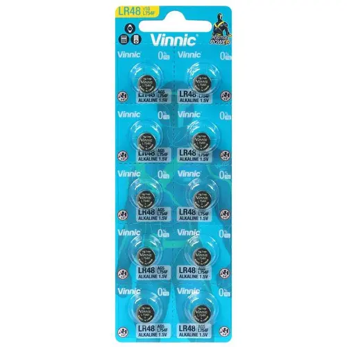 Бутонна алкална батерия VINNIC LR754, LR48, 1,55V, 10pk блистер, /цена за 1 бр. батерия/  - image 1