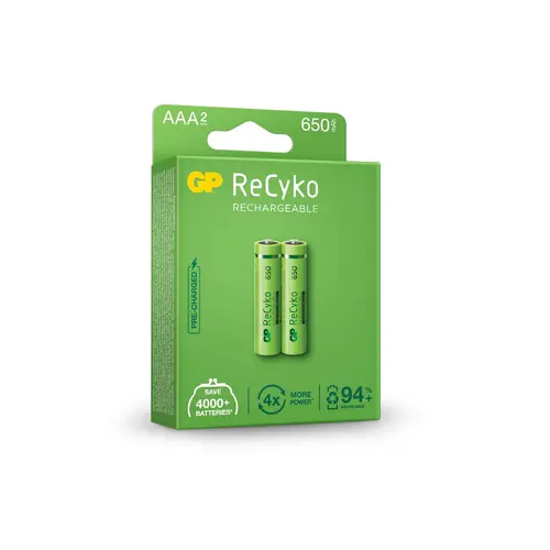 Акумулаторна Батерия GP R03 AAA 650mAh NiMH 65AAAHCE-EB2, 2 бр. в опаковка - image 1