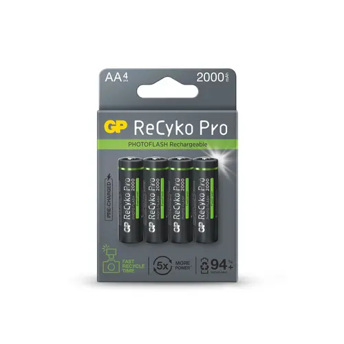 Акумулаторна Батерия GP R6 AA 2000mAh RECYKO + PRO Fast Flash GP-BR-210AAHCF-APCEB4 NiMH /до 500 цикъла/ 4 бр. в опаковка GP