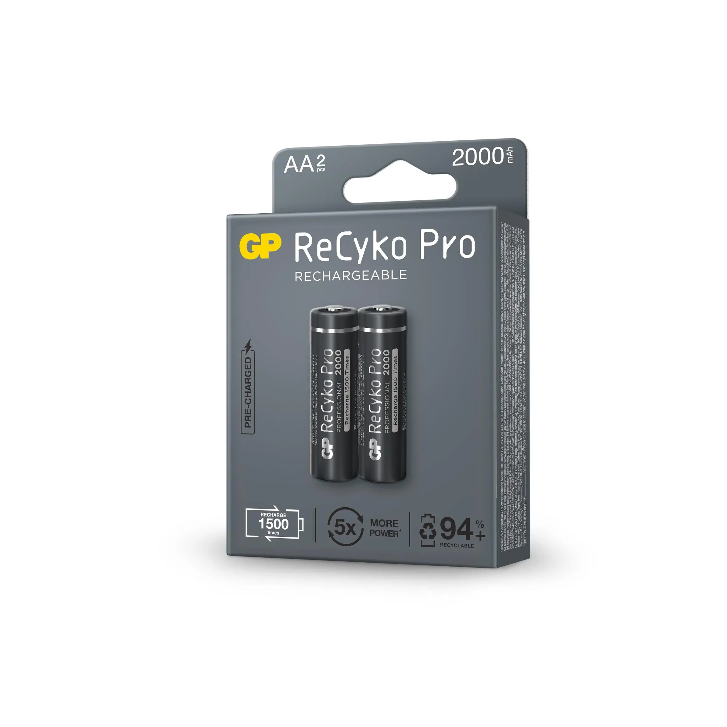 Акумулаторна Батерия GP R6 AA 2000mAh RECYKO + PRO 210AAHCB-EB2 NiMH /до 1500 цикъла/  2 бр. в опаковка GP - image 1