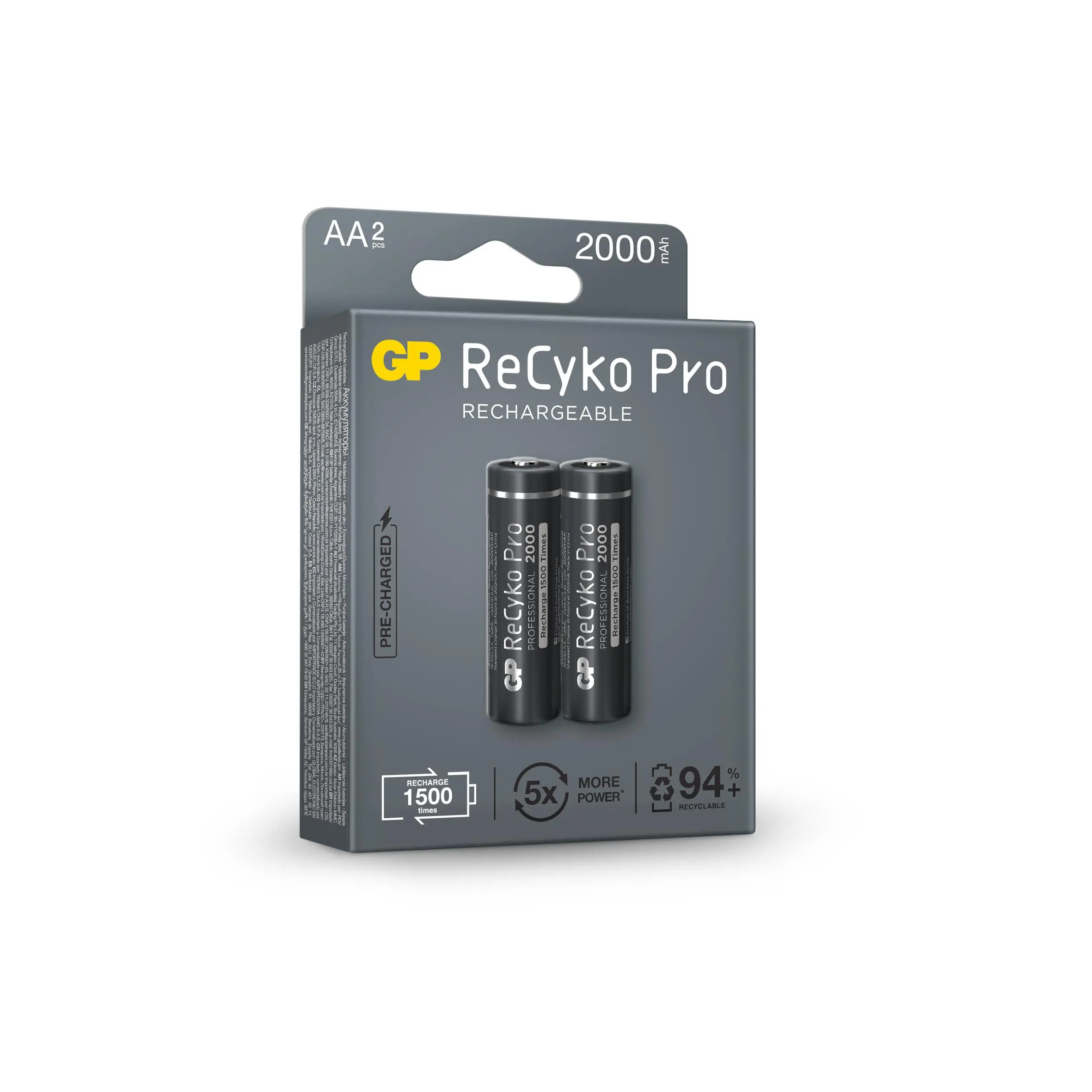 Акумулаторна Батерия GP R6 AA 2000mAh RECYKO + PRO 210AAHCB-EB2 NiMH /до 1500 цикъла/  2 бр. в опаковка GP - image 2