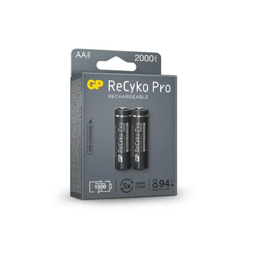Акумулаторна Батерия GP R6 AA 2000mAh RECYKO + PRO 210AAHCB-EB2 NiMH /до 1500 цикъла/ 2 бр. в опаковка GP - image 2