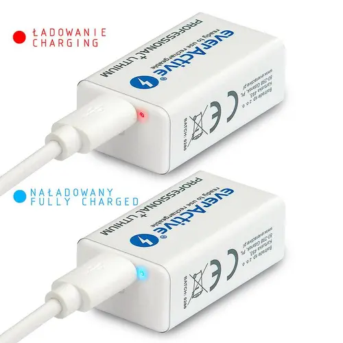 Baterie reîncărcabilă R22 9V LiIon 500mAh/550 precharged +Usb-C 1buc. în ambalaj EVERACTIVE - 3