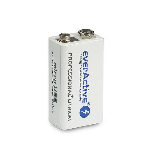 Baterie reîncărcabilă R22 9V LiIon 500mAh/550 precharged +Usb-C 1buc. în ambalaj EVERACTIVE - 1