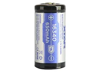 Επαναφορτιζόμενη μπαταρία CR-123, LiIon, 3.7V, 16340, 650mAh, XTAR