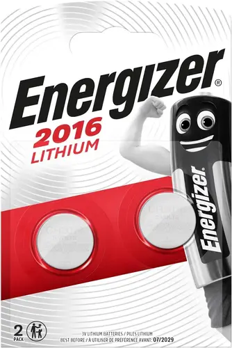 Бутонна батерия литиева ENERGIZER CR2016, 3V, 2 бр. в блистер 