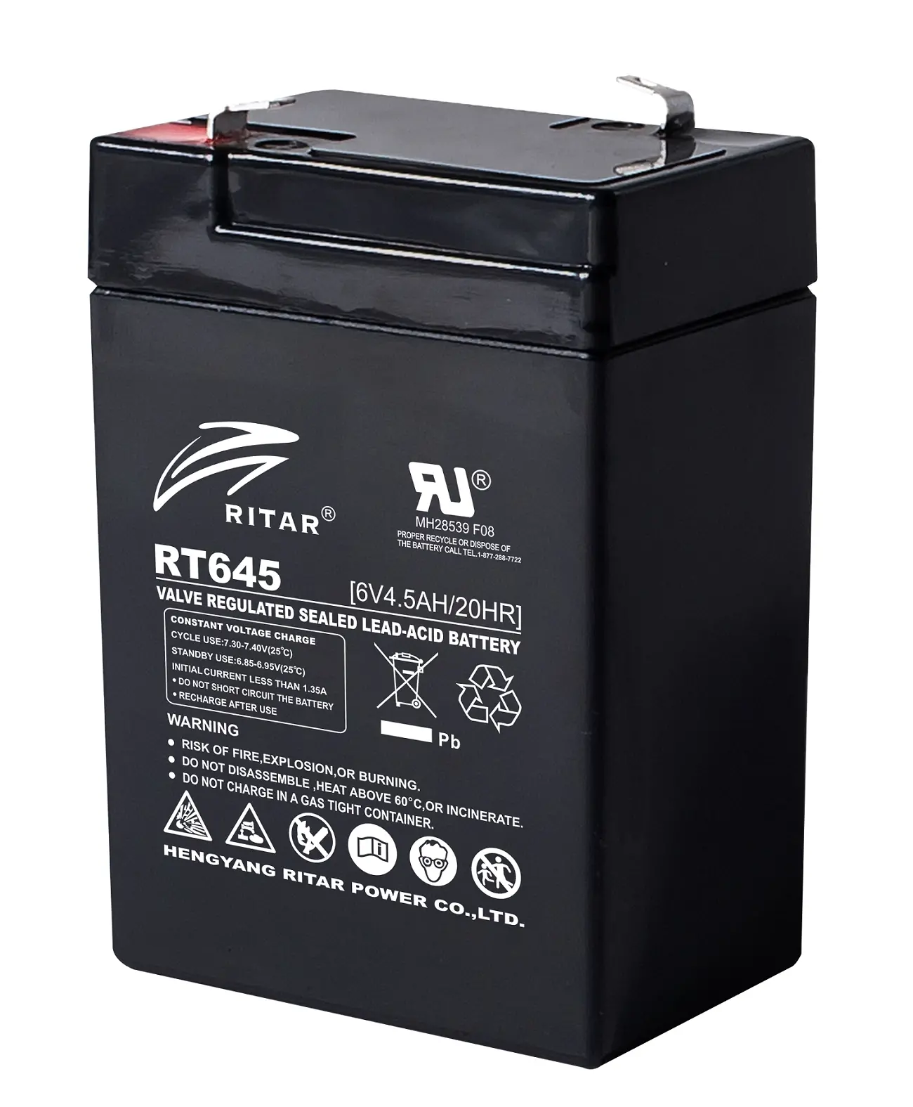 Μπαταρία μολύβδου RITAR, (RT645) AGM, 6V, 4.5Ah, 70/ 47/ 99mm, Ακροδέκτης1