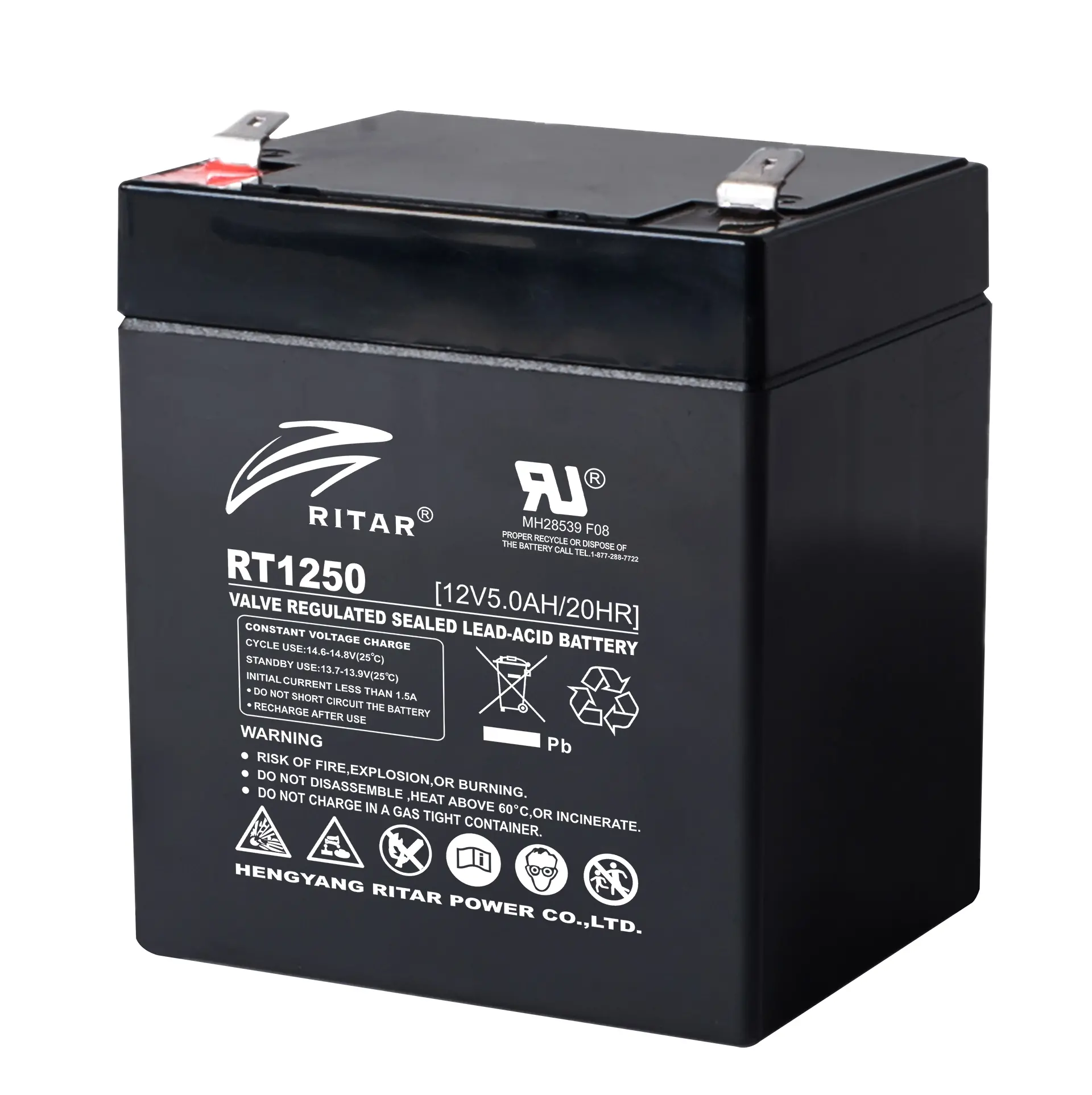 Μπαταρία μολύβδου RITAR, (RT1250) AGM, 12V, 5Ah, 90/ 70/ 10 1mm, Ακροδέκτης 2