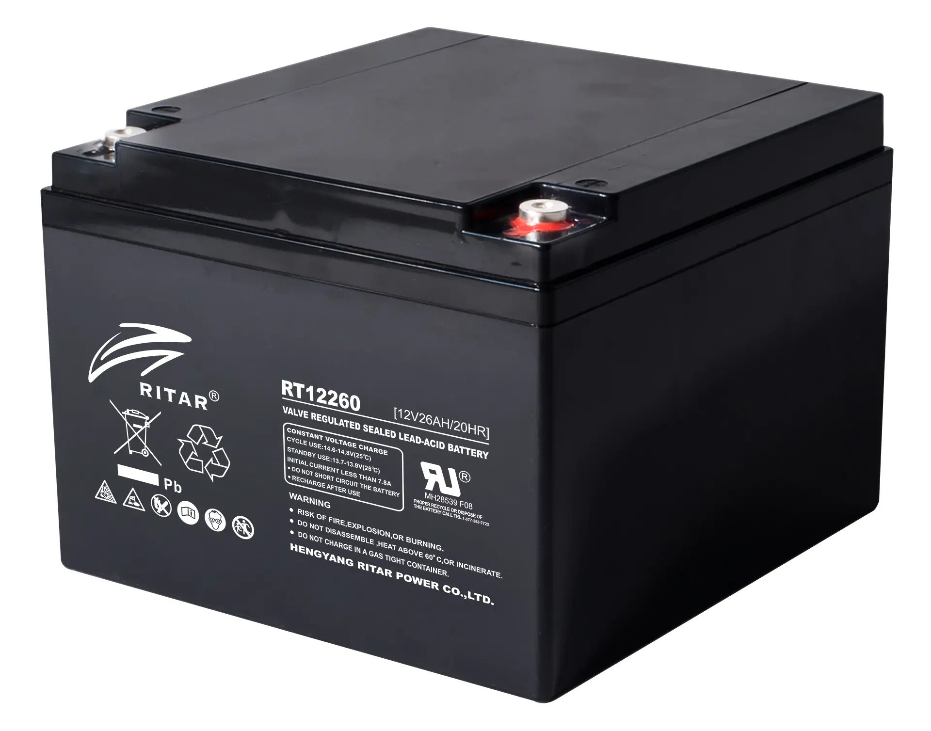 Baterie cu plumb RITAR, (RT12260) AGM, 12V, 26 Ah, 166/ 176/ 125 mm, Terminal F13(M5)