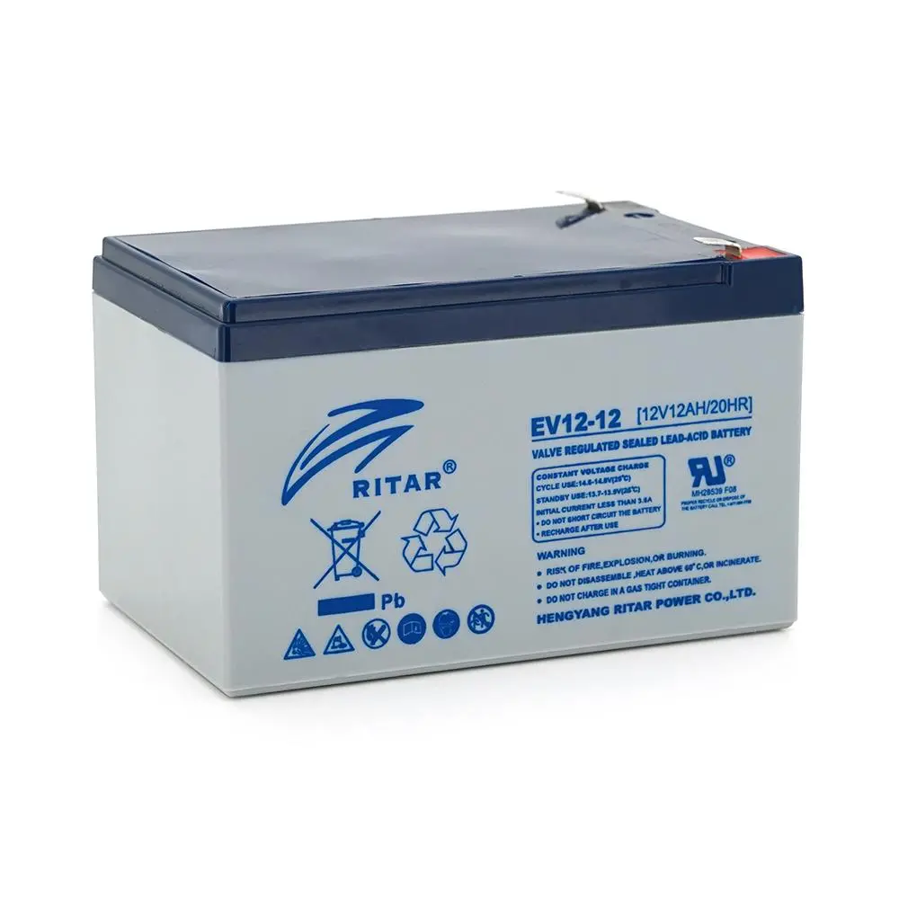 Baterie cu plumb RITAR EV12-12, AGM, 12V / 12 Ah, Terminal2, Pentru scaune cu rotile electrice
