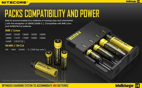 Зарядно у-во NITECORE i4, Universal Charger, LiIon & NIMH, 18650, CR123; AA, AAA, C, D - image 2