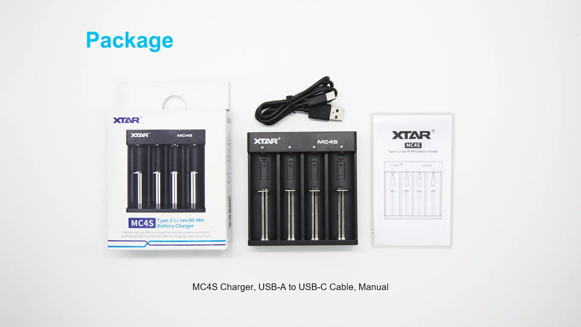 Зарядно у-во  XTAR MC4S, USB Type-C, Universal Charger, LiIon & NIMH, 18650, CR123, AA, AAA - image 1