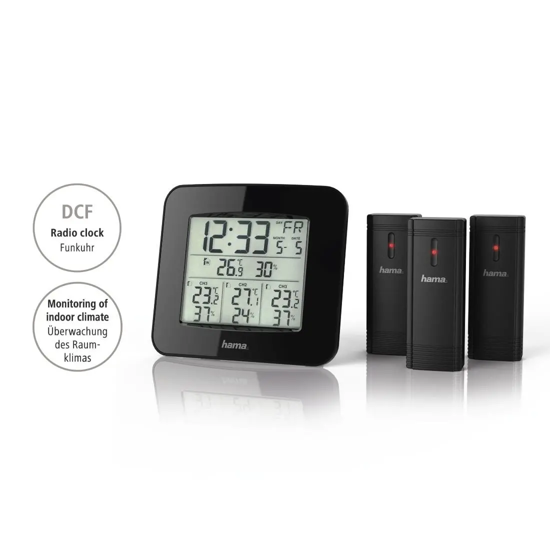 Електронна метеостанция HAMA EWS-Trio, Черен - image 2