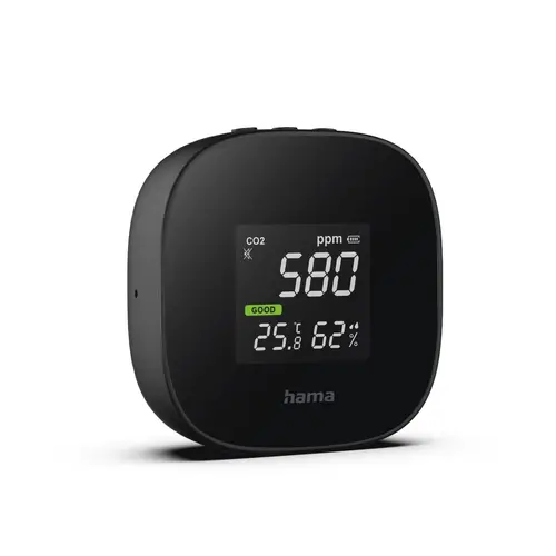 Уред за измерване HAMA Safe, CO2, Температура, Влажност, Черен - image 1