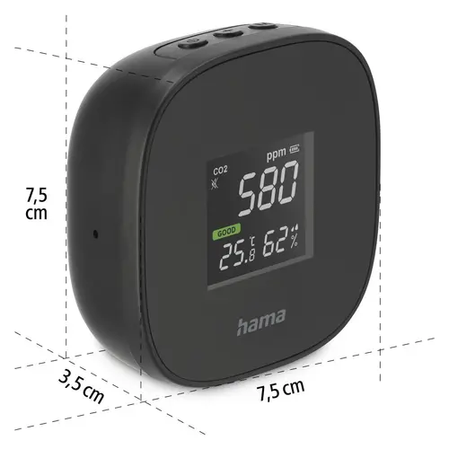 Уред за измерване HAMA Safe, CO2, Температура, Влажност, Черен - image 7