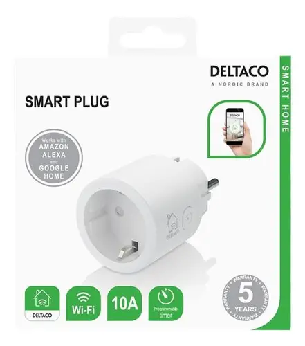 Смарт контакт DELTACO SH-P01, Google Assistant, Alexa, 10А, WiFi 2.4Ghz, 1xCEE 7/3, Бял - image 3