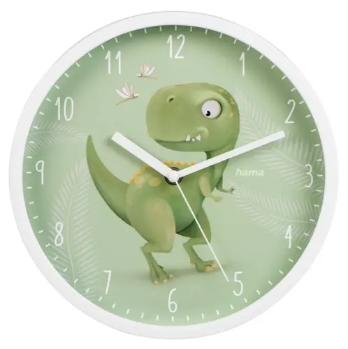 Детски стенен часовник Hama "Happy Dino", Диаметър 25 см, Ниско ниво на шум