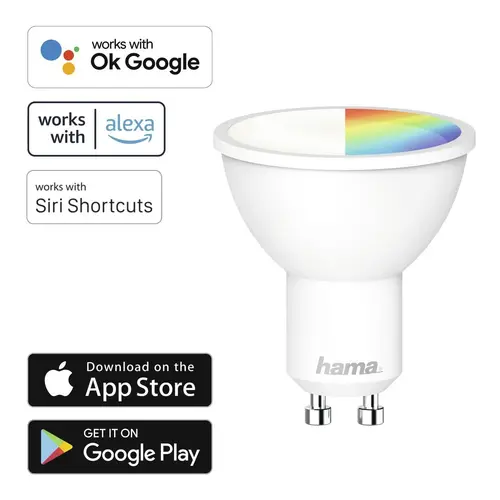 LED крушка HAMA, Wi-fi, 5.5W, 2700 - 6500 K, Димираща, RGB, GU 10, bulb - image 4