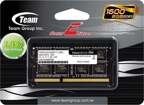 Памет, 8G DDR3L 1600 TEAM ELITE SODIM - image 2